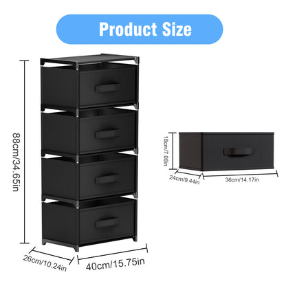 CATGOOD Fabric Dressers for Bedroom with 4 Drawers, Multifunctional Bedroom Storage Cabinet Drawers for Clothes, Small Dresser for Living Room, Hallway, Black