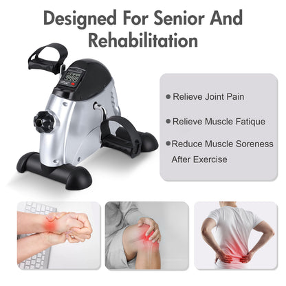 RICAN Under Desk Bike Pedal Exerciser, Mini Exercise Bike with Digital Display, Portable Foot Cycle Arm & Leg Peddler Machine for Home