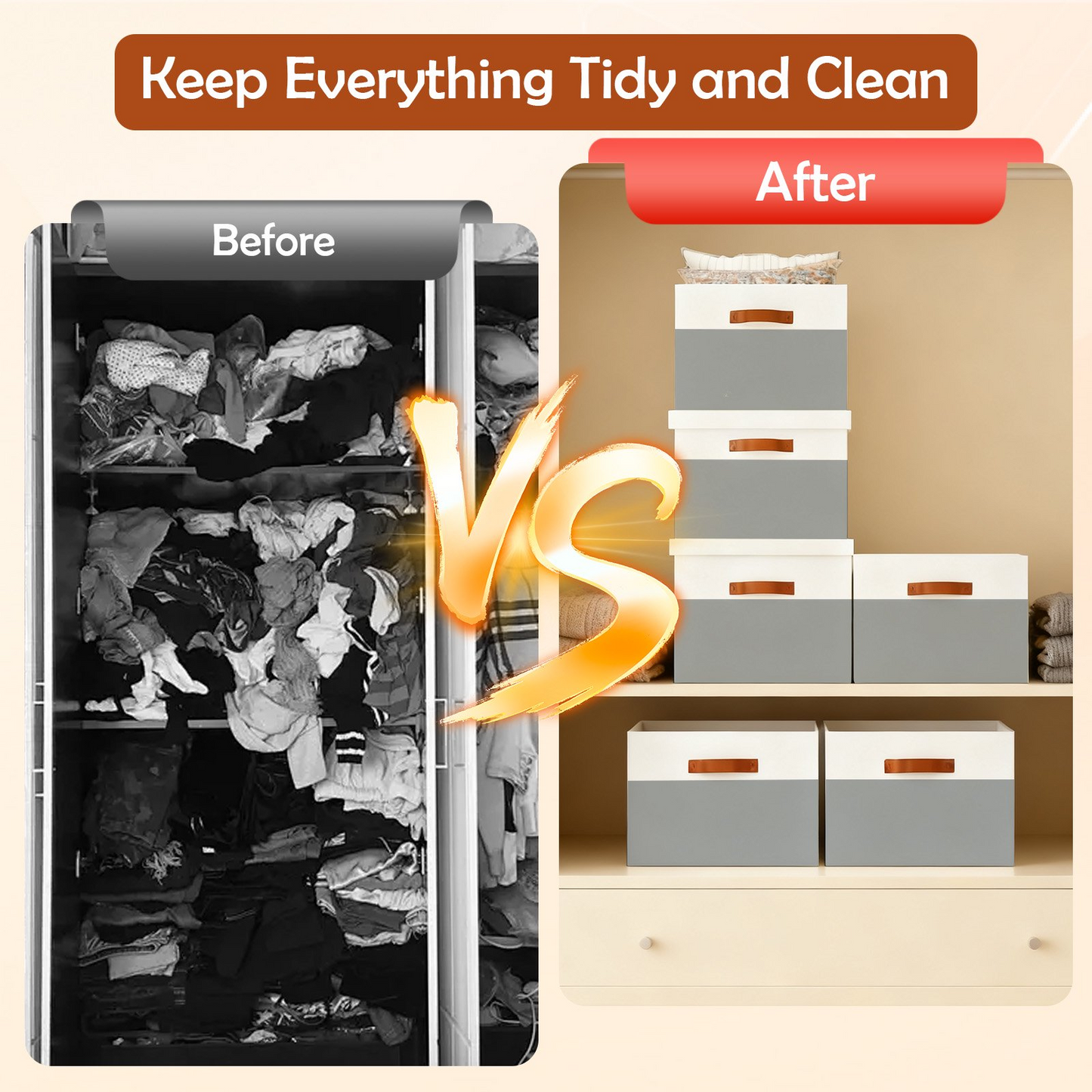 Storage Bins with Lids, 2 Pack Extra Large Blanket Storage Baskets with Lids, Closet Organizers Bins for Living Room, Nursery, Gray and White