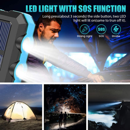 CATGOOD 10000mAh Portable Solar Charger for iphone and Android Power Bank with Dual 5V USB Ports for Outdoor Camping Hiking(Blue)
