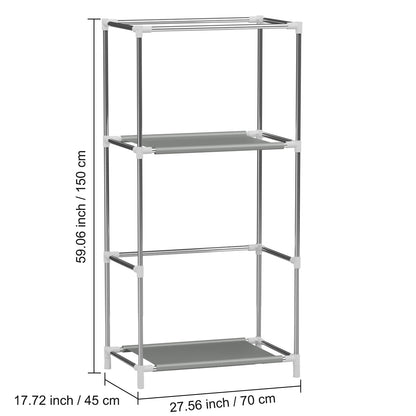 Wardrobe Closet Organizer with Hanging & Folding Sections, Clothing Rack Storage for Clothes, Dustproof Full-Cover Standing Closet for Bedroom, Apartment, Dorm, Navy Blue
