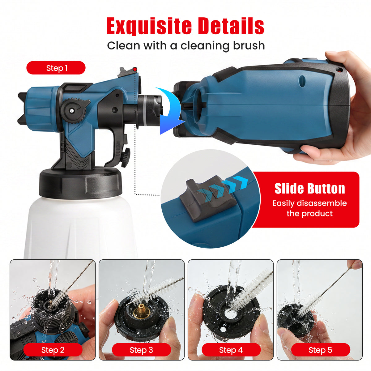 BAOKALER Cordless Paint Sprayer, Electric Spray Paint with 1400ml Container and 2×4.0Ah Batteries for Home Interior & Exterior, Furniture, Fence, Walls, Door, Garden Chairs, Blue