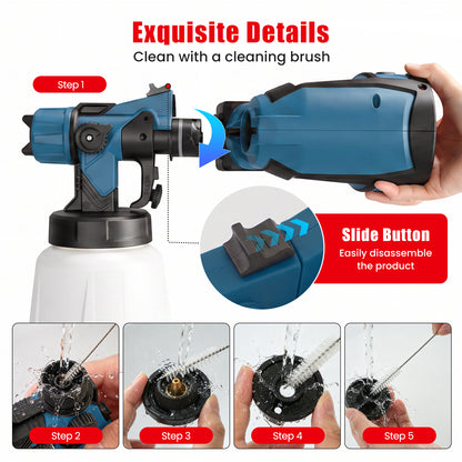 BAOKALER Cordless Paint Sprayer, Electric Spray Paint with 1400ml Container and 2×4.0Ah Batteries for Home Interior & Exterior, Furniture, Fence, Walls, Door, Garden Chairs, Blue