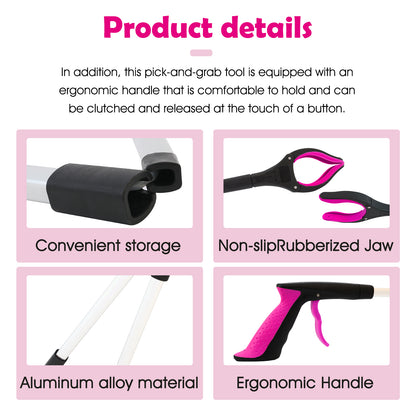 2Pcs 32 Grabber Reacher Tool, Foldable Grabber Reaching Tool, Purple