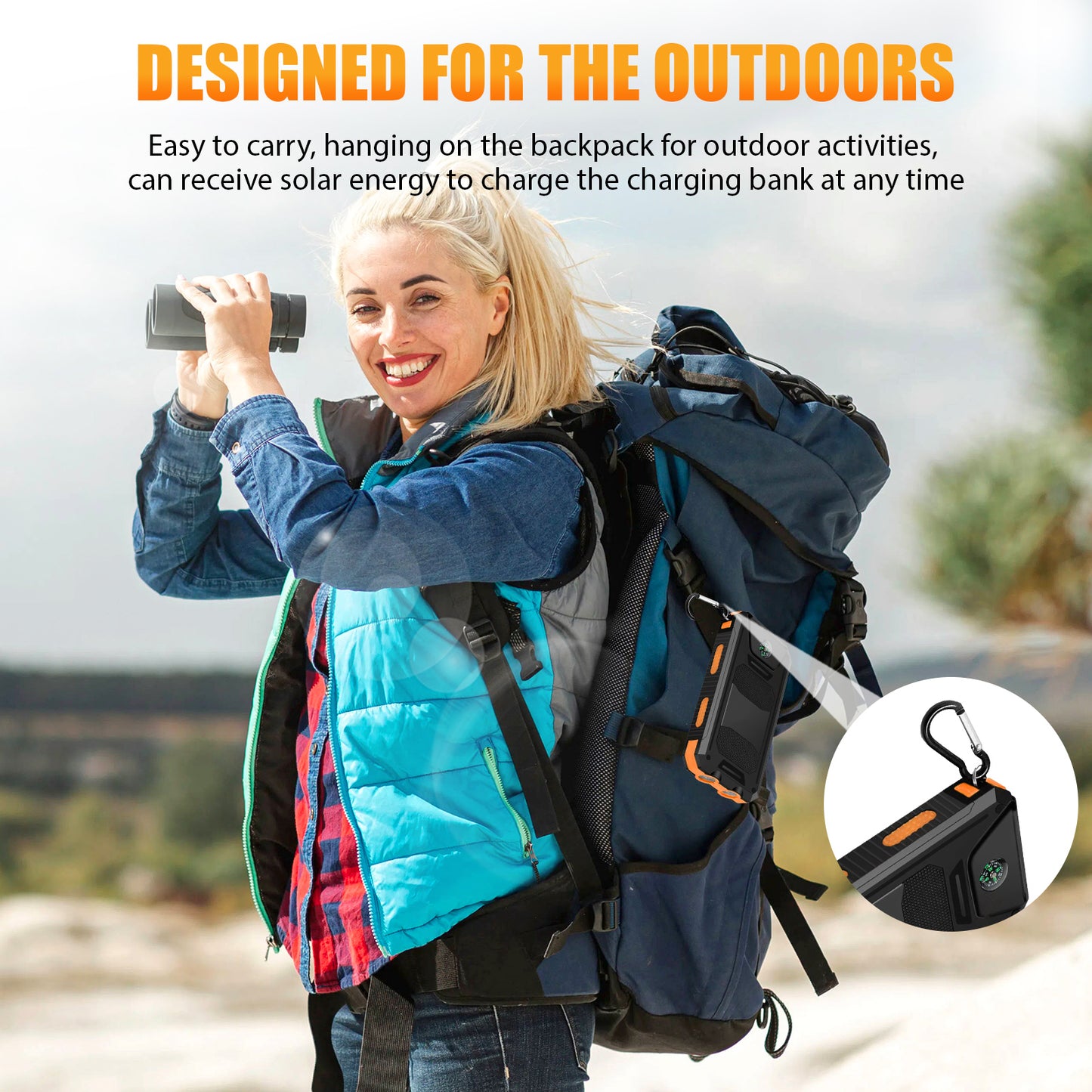CATGOOD 10000mAh Portable Solar Charger for iphone and Android Power Bank with Dual 5V USB Ports for Outdoor Camping Hiking(Orange)