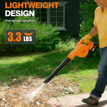 BAOKALER 21V Mini Cordless Leaf Blower, 160 MPH 2-in-1 Lightweight Electric Leaf Blower with 4.0Ah Battery for Lawn, Patio, Dust Cleaning, Yellow