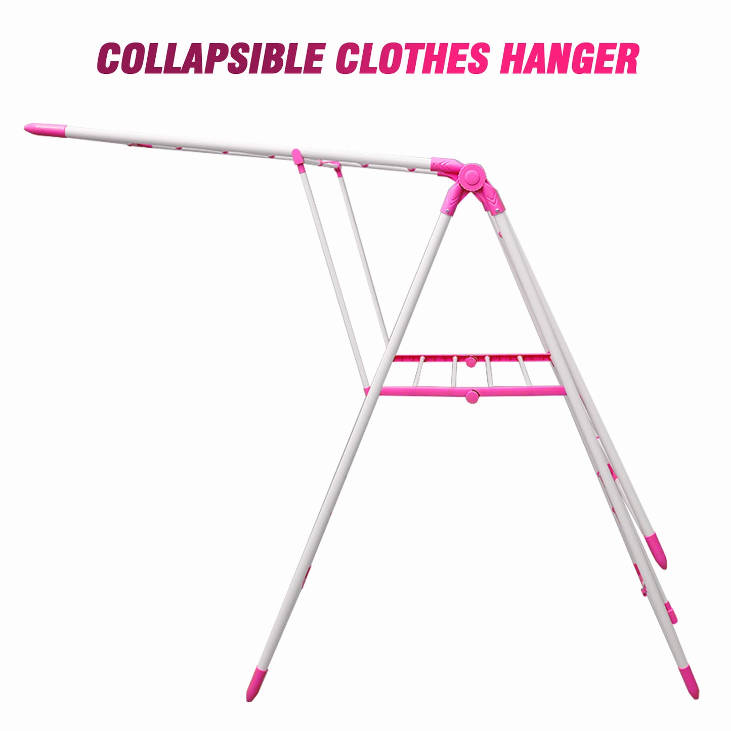 2-Tier Winged Collapsible Clothes Hanger, Stainless Steel Indoor/Outdoor Clothes Drying Rack, Space-Saving, Red