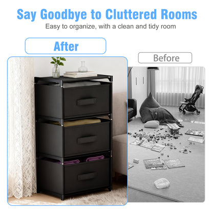 BAOKALER Fabric Dressers for Bedroom with 3 Drawers, Multifunctional Bedroom Storage Cabinet Drawers for Clothes, Small Dresser for Living Room, Hallway, Black