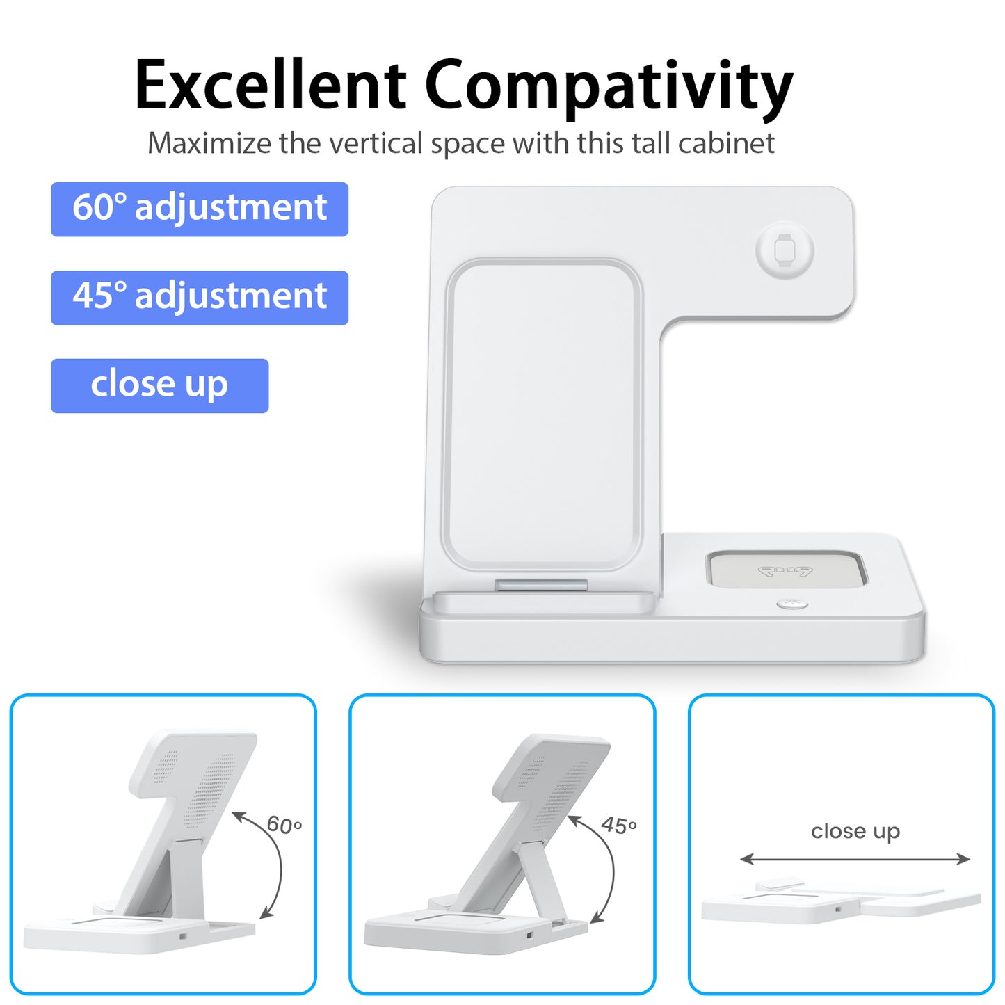 Wireless Charger, Magnetic Fast Charging Stand Compatible with iPhone 16 15 14 13 12 11 Pro Max Plus XS XR X 8, For Apple Watch 9 8 7 6 5 4 3 2 SE, For AirPods 3 2 Pro, 3 in 1 Charging Station