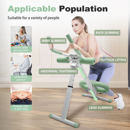 Adjustable Ab Machine, Abdominal Trainers for Full Body Workout, Foldable Abdominal Exercise with Knee Protection, Green