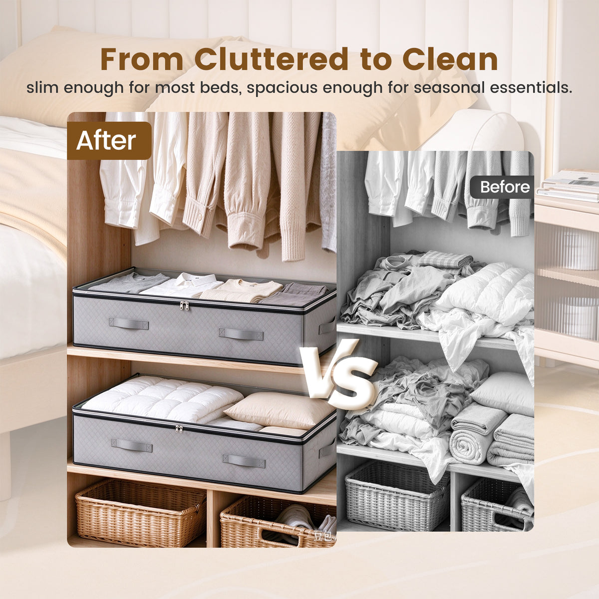4 Pack 90L Underbed Storage, Under Bed Storage Containers with Clear Window, Underbed Storage Bins for Clothing, Bedding, Dark Gray