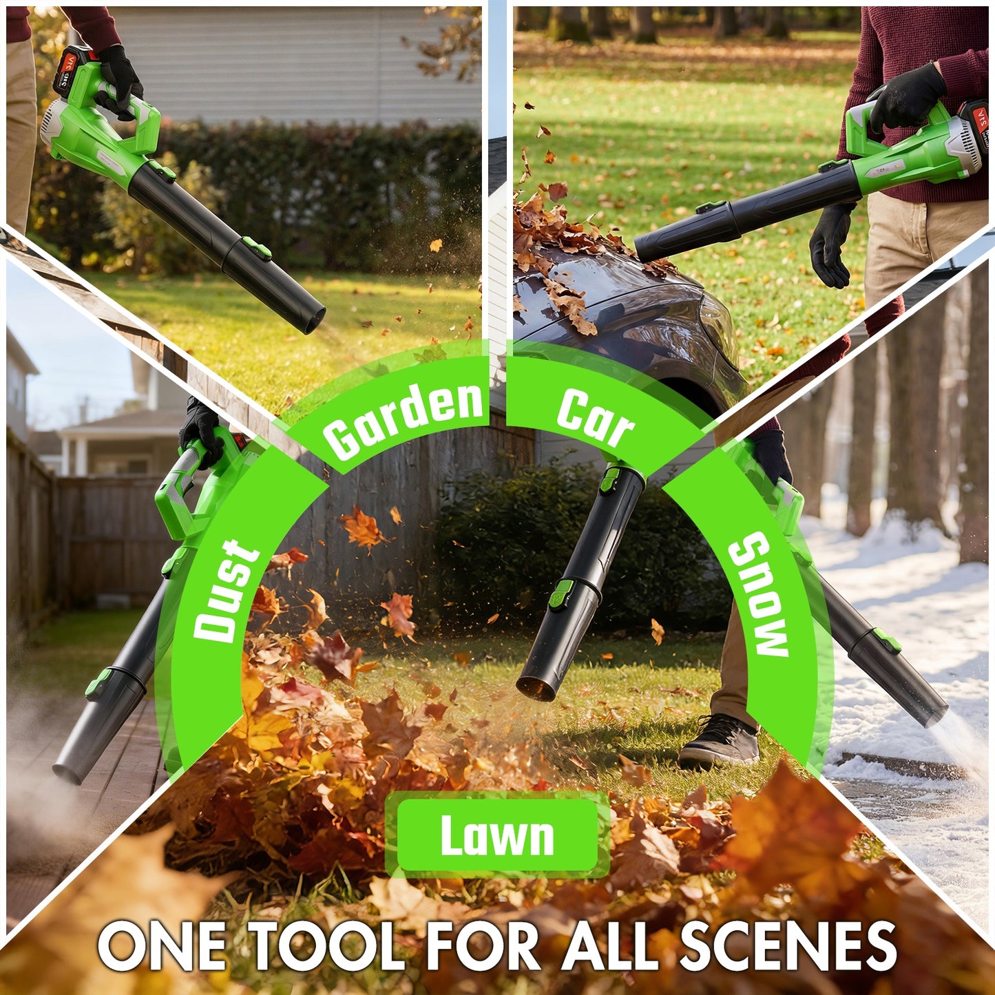 650W Cordless Leaf Blower, 150MPH 650CFM Leaf Blower with 2¡Á4AH Battery and Charger, Battery Powered Leaf Blower for Lawn Care, Patio Cleaning, Green