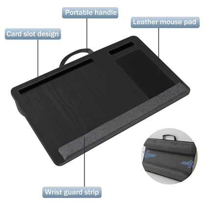 Baokaler Lap desk, Portable Laptop Desk with Pillow, Lapdesk Table with Soft Pillow, Fits up to 15.6 inches, Black
