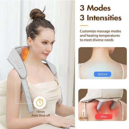 Cordless Neck and Shoulder Massager with Heat, Deep Tissue Upgraded 4D Shiatsu Massage Pillow for Back, Neck, and Shoulders, Perfect Gift for Men, Women, Moms, and Dads