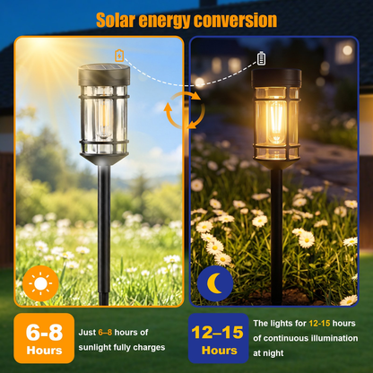 CATGOOD 8 Pack Solar Pathway Lights Outdoor Waterproof, 3000K Auto On/Off Solar Garden lights for Yard Lawn Walkway, Warm White