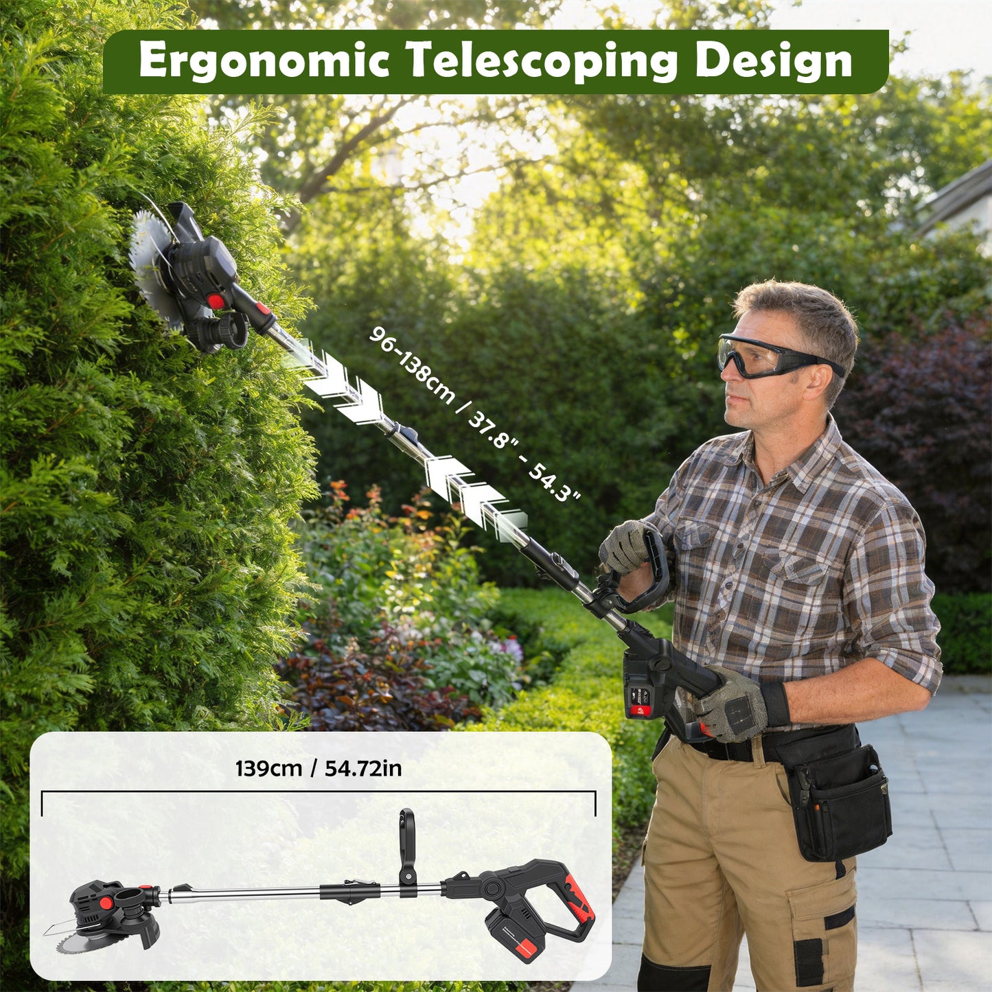 Electric Cordless Weed Eater, 4.0Ah Cordless Weed Wacker String Trimmer, 24V Grass Trimmer with 2 Battery, Charger Included