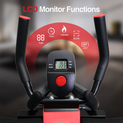 Dual Track Core & Abdominal Trainers, Abdominal Workout Equipment for Home Gym, Abdominal Exercise Machine Max Weight 440lbs, Fitness Equipment with LCD Display