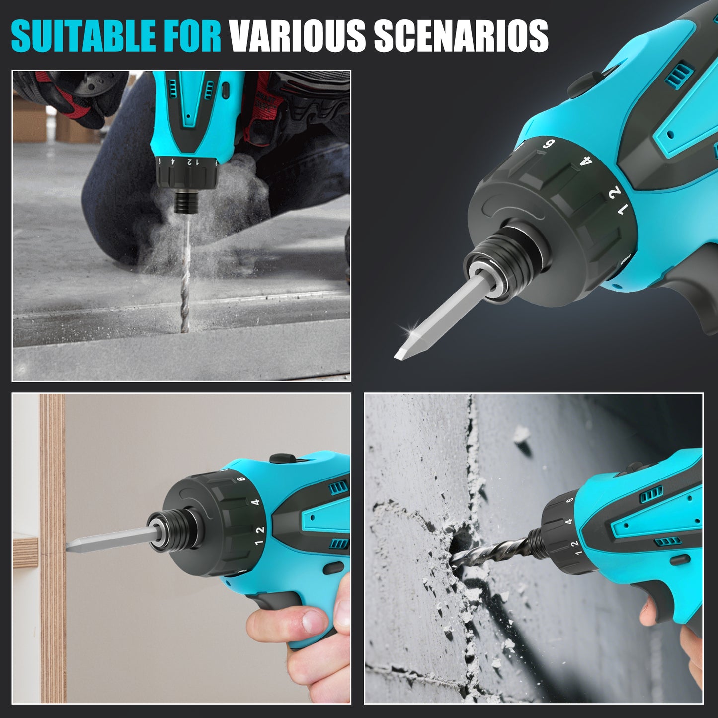 BAOKALER 12V 1/4-Inch Cordless Impact Driver, Brushless Screwdriver with 2 x 2.0Ah Lithium-Ion Batteries and Charger, LED Work Light