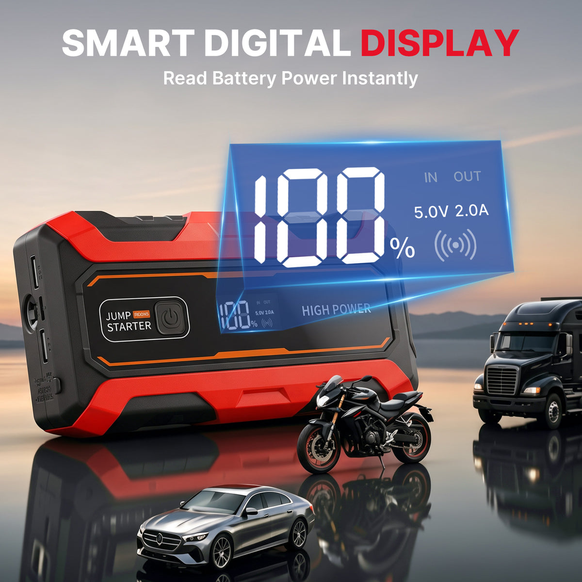 CATGOOD Car Jump Starter, 2000A Peak Portable Jump Box with 6000mAh Power Bank, 3-Mode LED Light & Multi-Protection