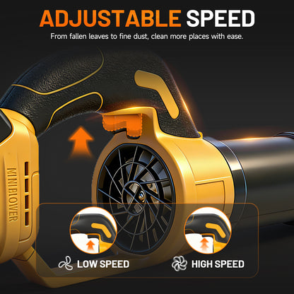 BAOKALER 580CFM Cordless Leaf Blower with 3 Batteries & Charger, 180MPH Handheld Blower, 5-Section Telescoping, Variable Speed for Yard, Patio, Driveway Cleaning (Yellow)