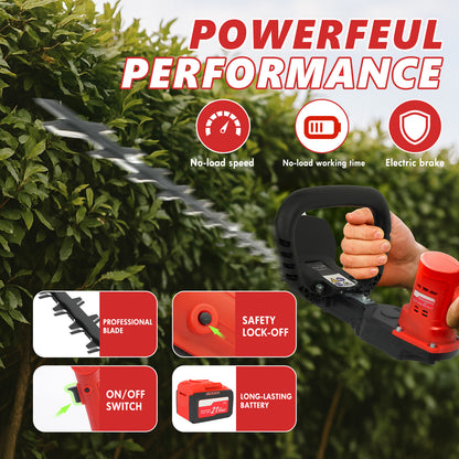 24" Cordless Hedge Trimmer with Rotatable Handle, Brushless Motor Trimmers with 6.0Ah Battery, 3/4" Cutting Capacity, Lightweight & Compact Trimmer for Garden