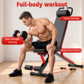 Multifunctional Foldable Weight Bench ¨C 1000 lbs Heavy Duty Capacity, 7-Level Adjustable Incline/Decline Backrest, Full-Body Training Home Gym Equipment with Resistance Bands & Pull Rope, Black-Red
