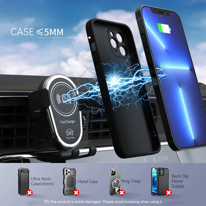 360 Rotation Car GPS Phone Holder,Air Vent Clip Cellphone Bracket Fast Charging Stand For iPhone 17 16 15 14 13 12 Samsung S25 Xiaomi Mount