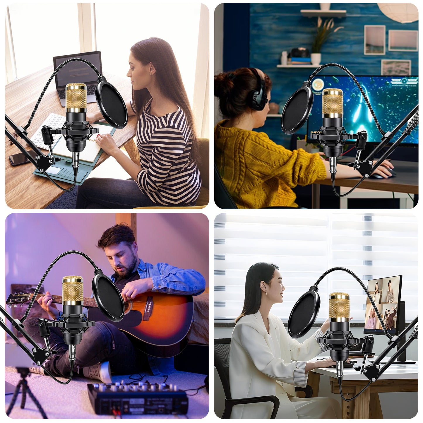 Podcast Equipment Bundle, 2 Audio Interface with BM800 Microphone, Perfect for Live Streaming, Singing