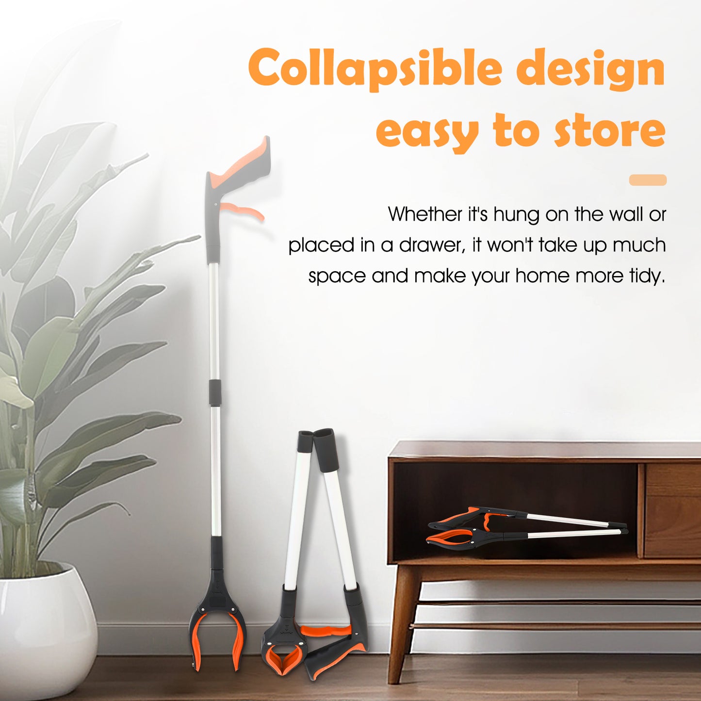 2Pcs 32 Grabber Reacher Tool, Foldable Grabber Reaching Tool, Orange