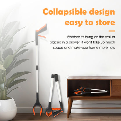 2Pcs 32'' Grabber Reacher Tool, Foldable Grabber Reaching Tool, Lightweight Trash Picker Upper Tool for Elderly with Anti-Slip Rotating Rubber Gripper,Orange