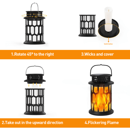 BAOKALER 2?Pack Decorative Solar Hanging Lanterns, Waterproof Outdoor LED Lights with Flickering Flame Effect, Solar Lantern Lighting for Garden Patio Pathway Deck Yard