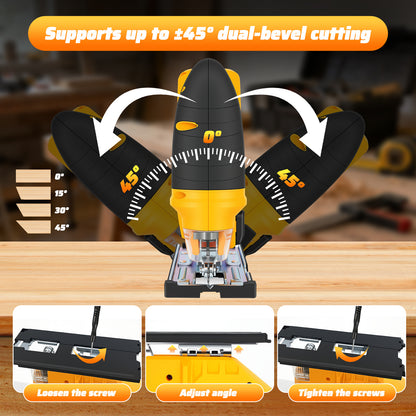 Brushless Cordless Jig Saw, Electric Jigsaw Tool Power Jig Saws for Woodworking, Wood Cutter Hand Tool with 3 Orbital Settings, ¡À45¡ã Bevel Cutting, Compatible for DEWALT 20V Battery
