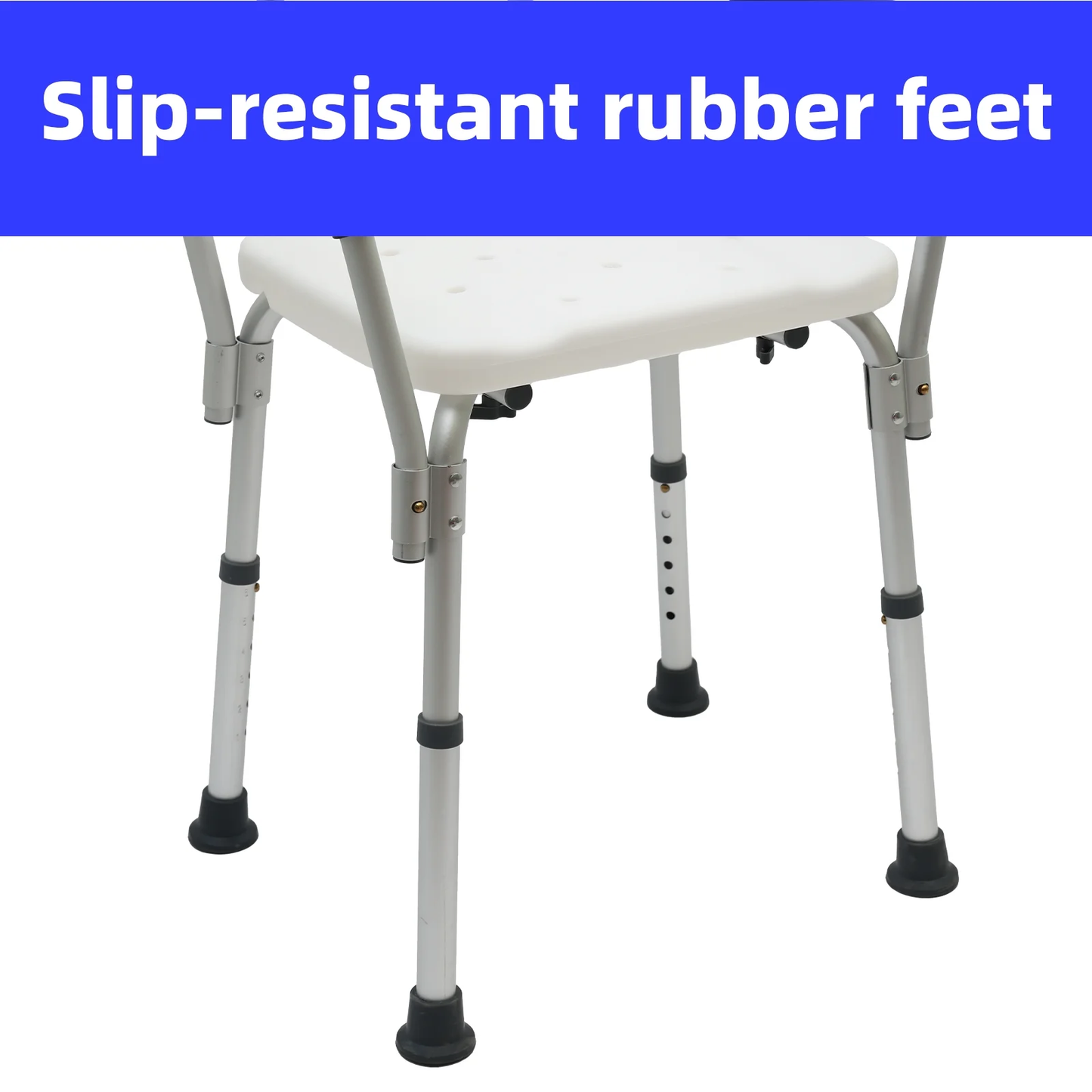 CATGOOD Shower Chair for Inside Shower, Bath Chair with Arms and Reinforced Crossing Bar for Elderly, Adults, Disabled, 550LBs Heavy Duty Bath Chair, Adjustable Shower Bench ,White and Blue