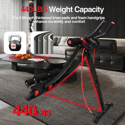 RICAN Dual Track ab Machine, ab Workout Equipment for Home Gym, Height Adjustable Ab Trainer Exercise Equipment, Foldable Fitness Equipment, Core & Abdominal Exercise and Strength Training