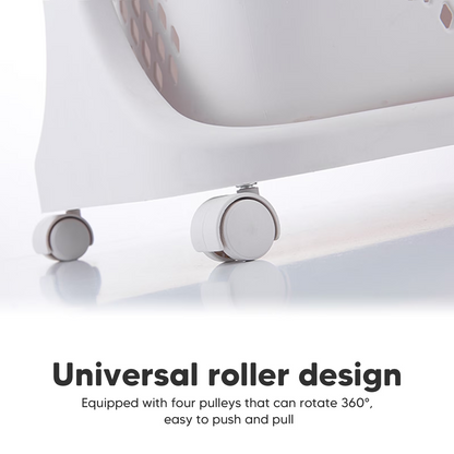 3-Tier Laundry Hamper Basket Sorter Bathroom Organizer with Wheels Movable Clothes Storage Basket Kitchen Shelf Fruit Stand 360¡ã Rolling Cart