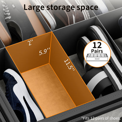 CATGOOD Under Bed Storage Containers 4 Pack Fits 48 Pairs, Fabric Shoes Container Box with Cover and Handle, Closet Shoe Organizer for Home, Gray