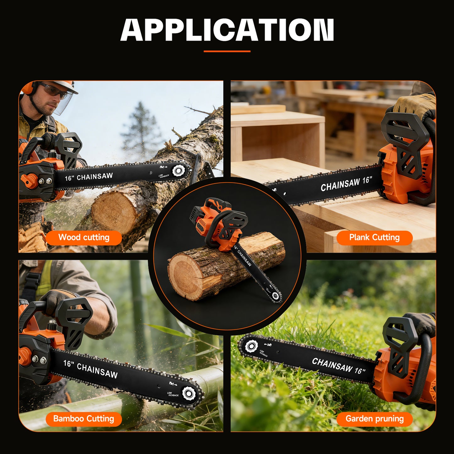 Brushless 16-Inch Chainsaw Cordless with 2×6.0Ah Batteries, Electric Chainsaw with 3 Chains, for Wood Cutting and Yard Work