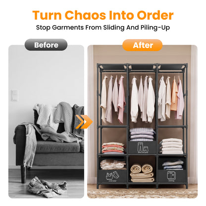 Portable Closet, Non-Woven Fabric Portable Closet Organizers and Storage, Clothes Storage with 3 Storage Drawers, Wardrobe Closet for Bedroom and Living Room, Black