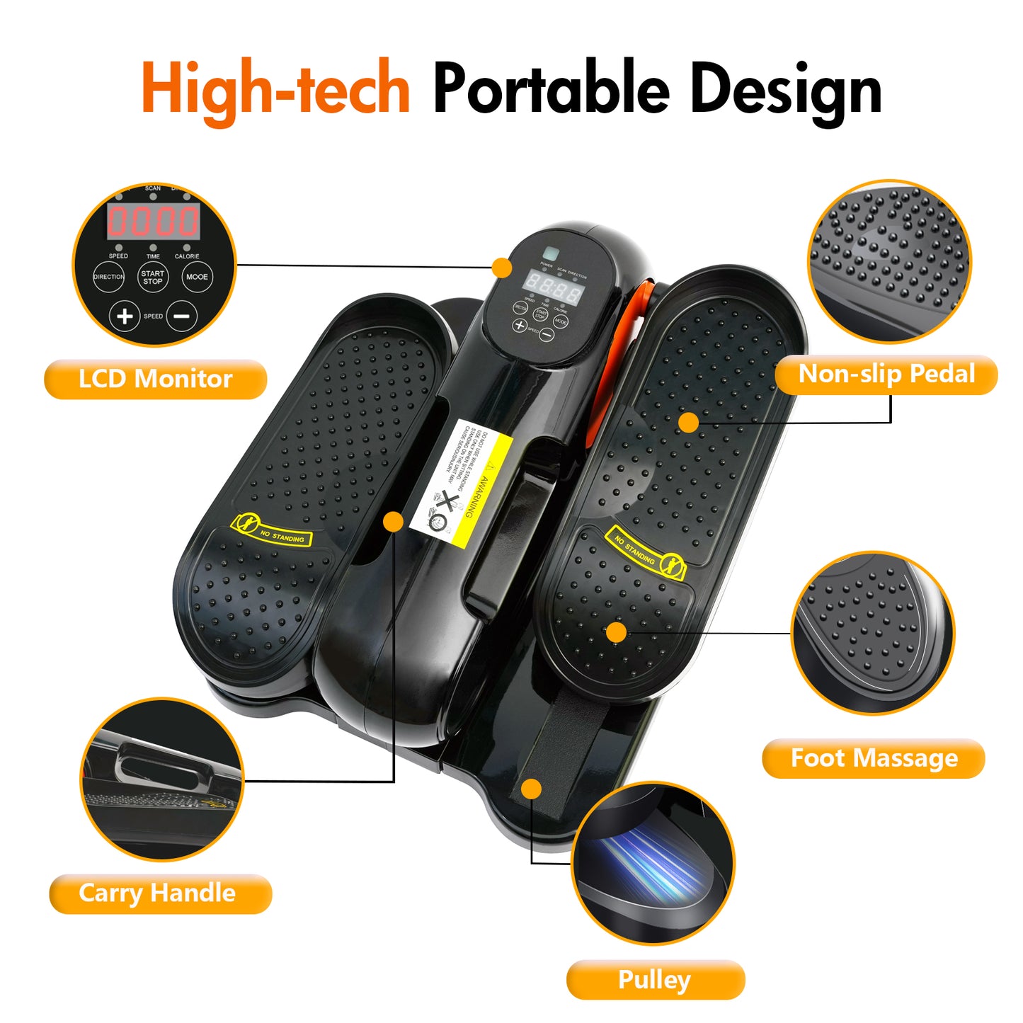 Under Desk Elliptical Machine, Ellipse Leg Exercise with Remote Control, 12 Adjustable Speeds, Manual & Electric Dual Modes, Mini Elliptical Machine