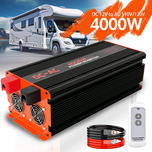 4000 Watt Power Inverter 12V DC to 110V/120V AC Converter Car Inverter with LCD Display