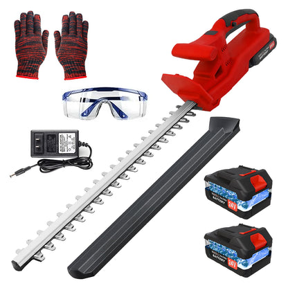 20 inch Cordless Hedge Trimmer, 24V Electric Hedge Trimmer with 2×2000mAh Batteries for Hedge Shrub Grass Lawn Pruning, Red