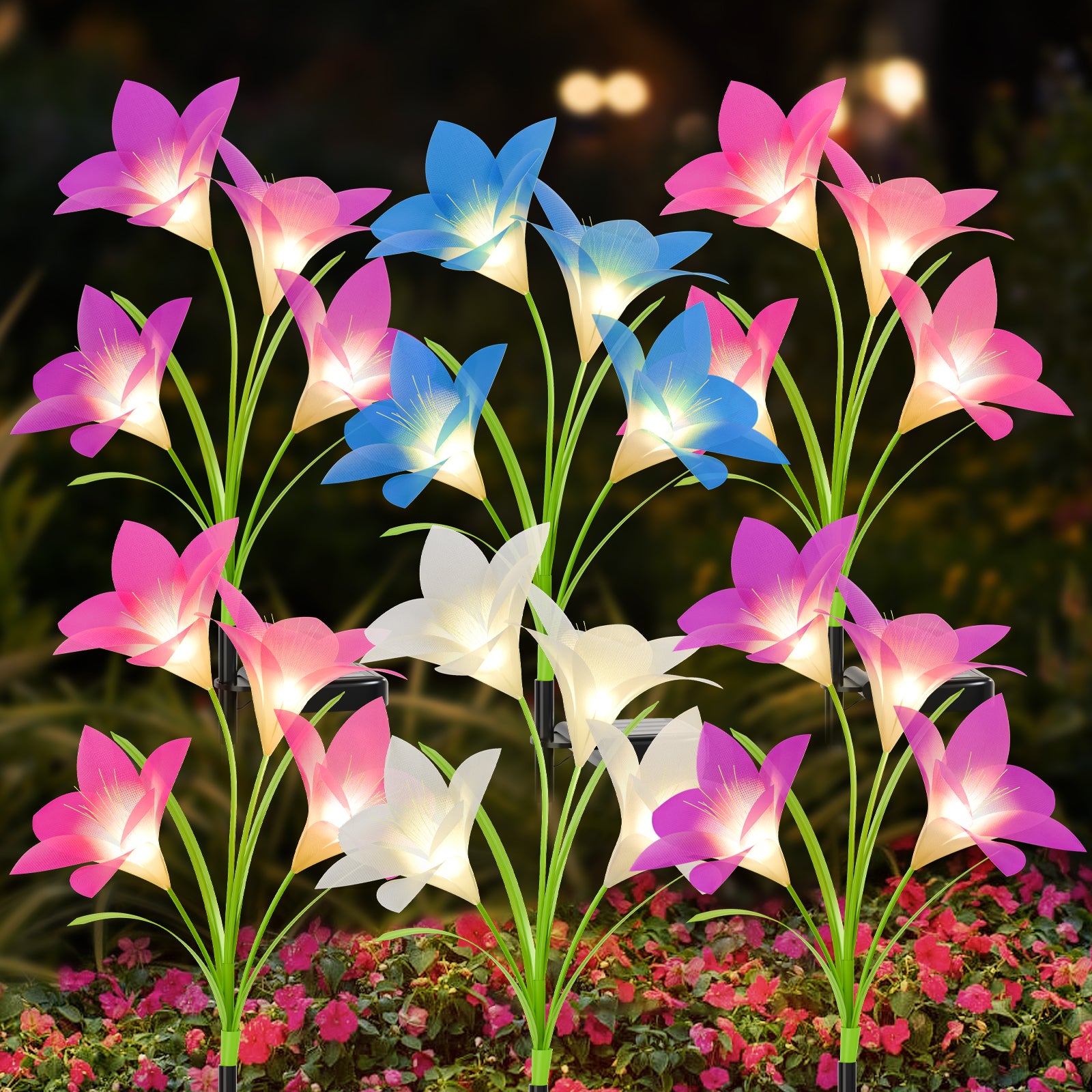 Solar Garden Lights Outdoor, 6 Packs Solar Lily Flower Lights ...
