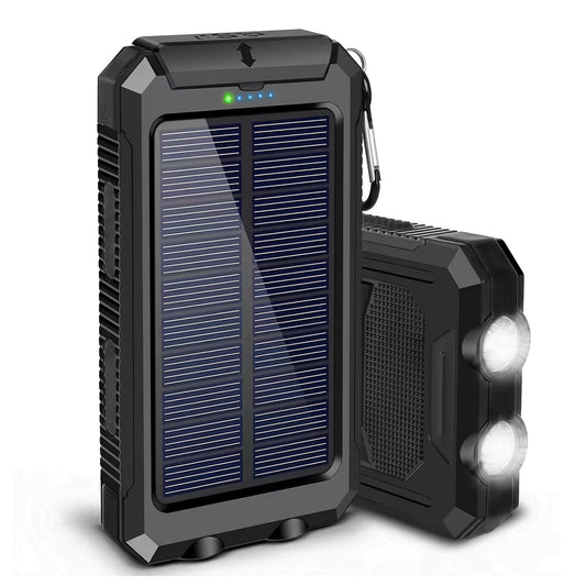 CATGOOD 10000mAh Portable Solar Charger for iphone and Android Power Bank with Dual 5V USB Ports for Outdoor Camping Hiking(Black)