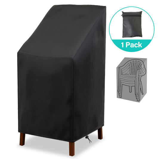 Patio Chair Covers,Outdoor Chair Cover,Waterproof Patio Furniture Covers for Outdoor Furniture, Large Covers for High-Back Chiar/Stackable Outdoor Chairs, 25" L x 25" W x 47"H,Black