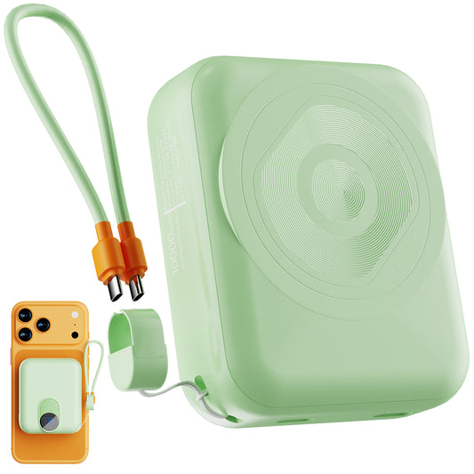 CATGOOD Magnetic Portable Charger, 10,000mAh Wireless Power Bank with USB-C Cable, Magnetic Battery Pack for iPhone 17/16/15/14/13/12 Series (Green)