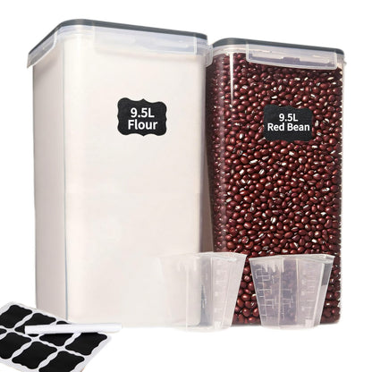 9.5L/321oz Cereal Flour Storage, 2 Pcs Large Food Storage Containers Airtight Pantry Storage Canisters for Flour, Sugar