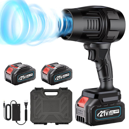 Cordless Leaf Blower with 21V 2×4.0Ah Battery and Charger, 80000RPM 850W Lightweight Electric Leaf Blowers for Lawn Care, Black