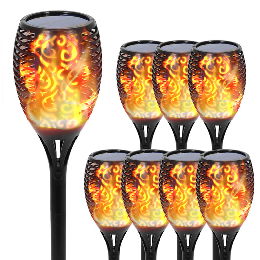 8 Pack Large Size Solar Lights Outdoor 43" Upgraded 96 LED Waterproof Flickering Flames Torch Lights Solar Landscape Decoration Lighting Dusk to Dawn Auto On/Off Security