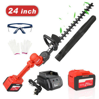 24" Cordless Hedge Trimmer with Rotatable Handle, Brushless Motor Trimmers with 6.0Ah Battery, 3/4" Cutting Capacity, Lightweight & Compact Trimmer for Garden