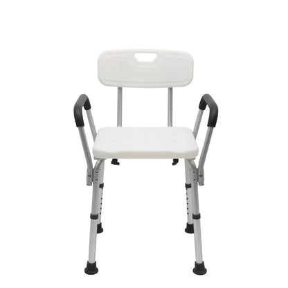 CATGOOD Shower Chair Bath Seat with Back and Arms, Height Adjustable Shower Chair for Inside Shower, Shower Bench for Elderly and Adult, Supports up to 400 lbs, White